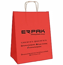 BURGU SAPLI KRAFT ÇANTA KIRMIZI 31*12*41